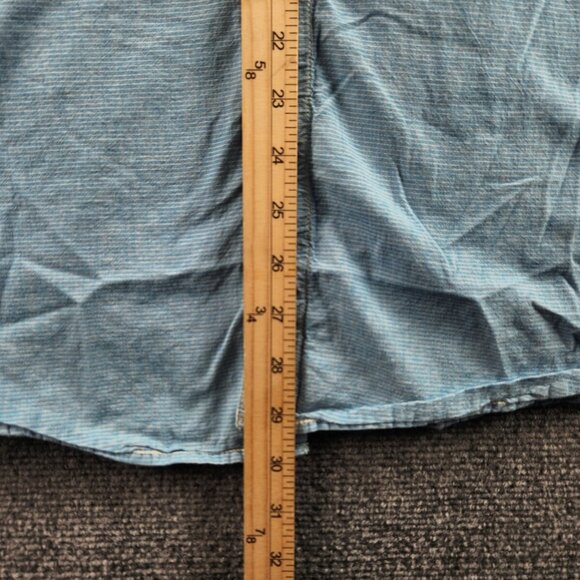 Quiksilver Button Up Shirt Men Short Sleeve Blue Striped Large Cotton Woven - Picture 4 of 15